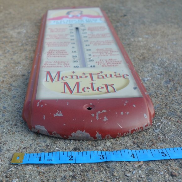 Vintage MenoPauseMeter Metal Thermometer with Mounting Holes and Screws - Picture 11 of 11